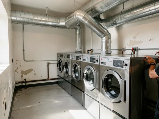 San Fernando Dryer Vent Cleaning team performing large-scale commercial dryer vent cleaning in San Fernando