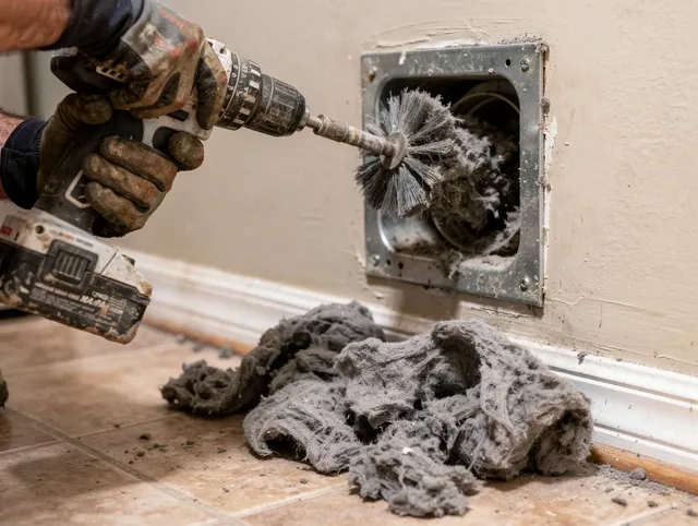 Certified San Fernando Dryer Vent Cleaning technician performing dryer vent cleaning in San Fernando