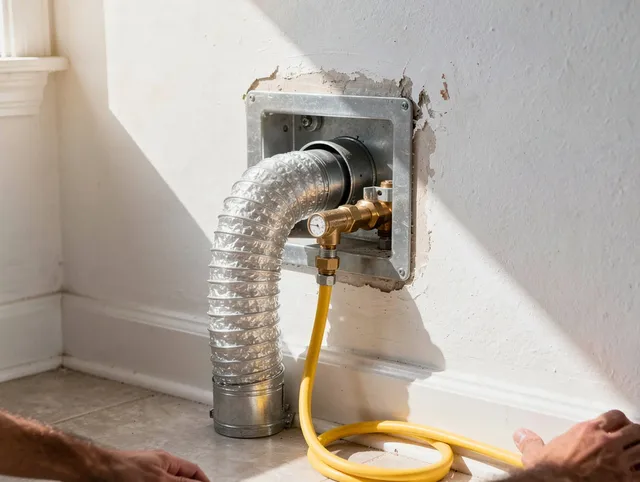 San Fernando Dryer Vent Cleaning certified technician performing specialized gas dryer vent cleaning in San Fernando
